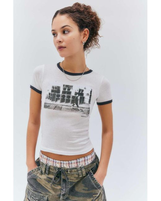 Urban Outfitters White Uo Museum Of Youth Culture Ringer T-shirt