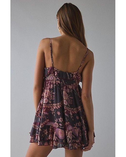 Kimchi Blue Purple Mariah Tie-Front Ruffle Romper