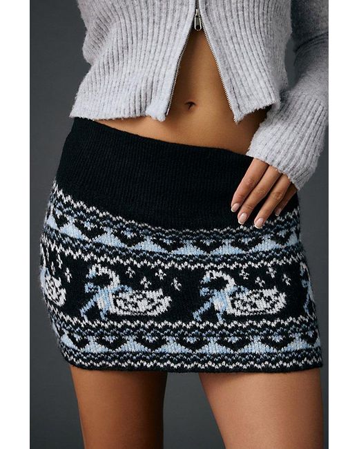 BDG Black Northern Lights Fair Isle Knit Micro Mini Skirt