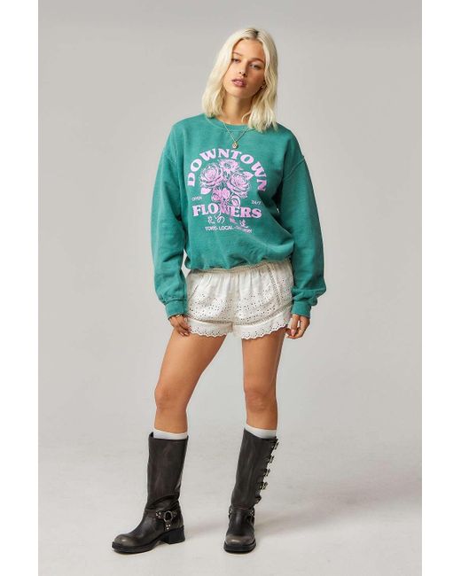 Urban Outfitters Blue Uo Downtown Flowers Sweatshirt