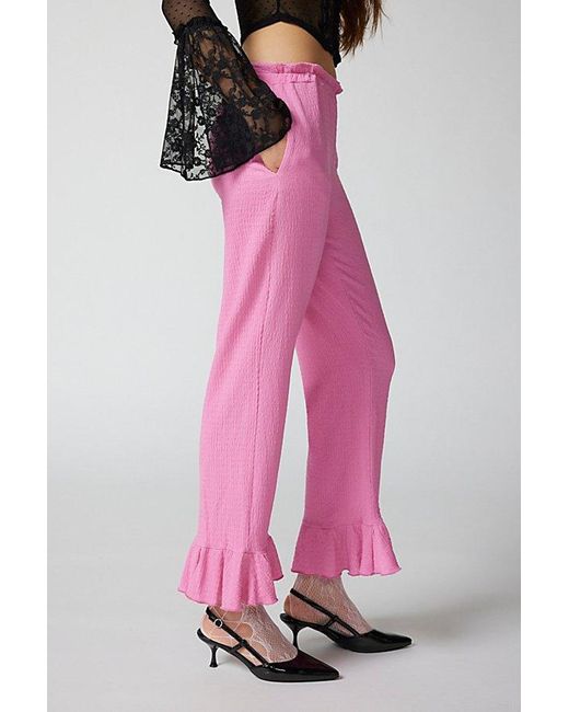 Urban Outfitters Pink Uo Daphne Ruffle Flare Pant