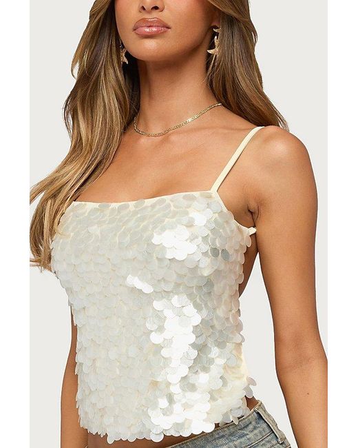 Edikted White Macy Backless Sequin Top