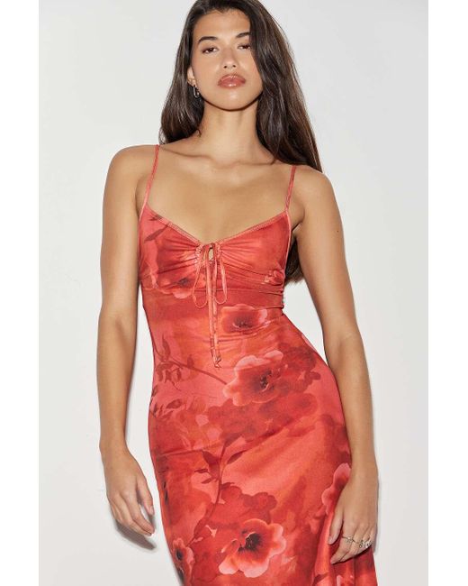 Motel Red Uo Exclusive Coya Floral Midi Dress