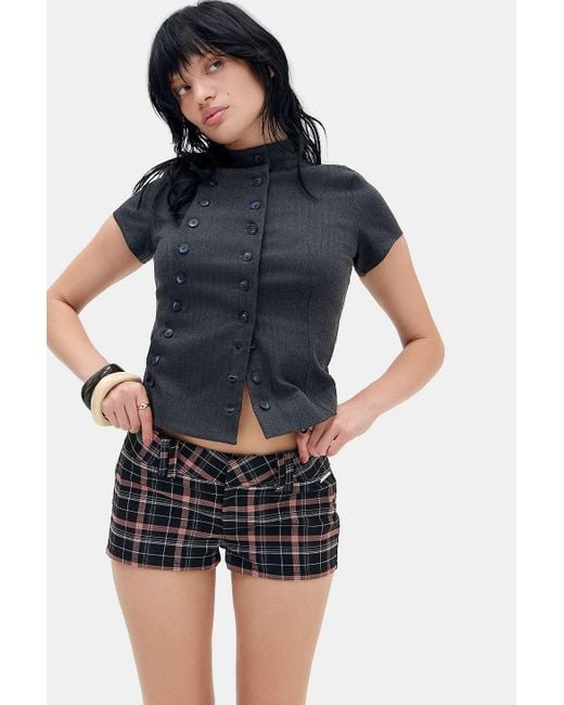 Silence + Noise Blue Silence + Noise Piper Check Bengaline Shorts