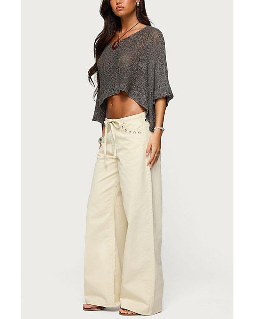 Edikted Gray Laline Oversized Knit Crop Top