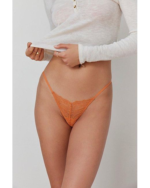 Out From Under Orange Chantilly Lace G-String