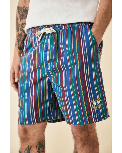 BDG Blue Purple Stripe Twill Shorts S At Urban Outfitters for men