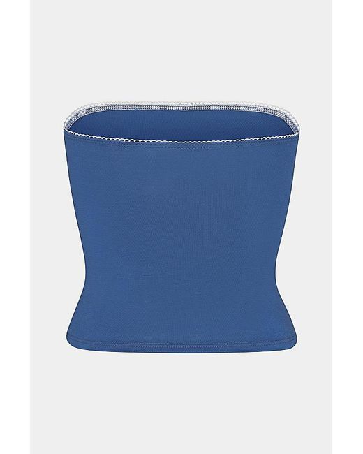 RAT BOI Blue Contour Lace Trim Tube Top
