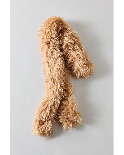 Urban Outfitters Natural Shaggy Faux Fur Scarf