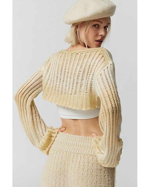 Urban Outfitters Natural Uo Ladder-Knit Shrug Sweater