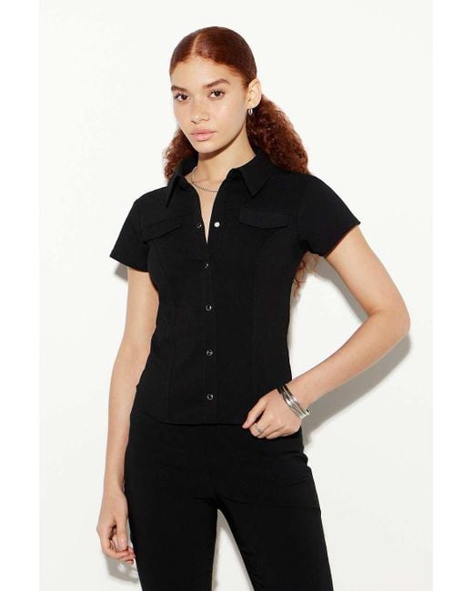 Silence + Noise Black Silence + Noise Polly Bengaline Shirt