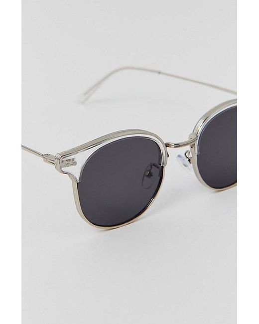Urban Outfitters Black Tommy Half Frame Round Sunglasses for men