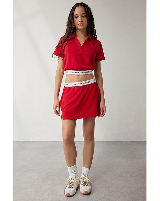 Out From Under,Tommy Hilfiger Red Out From Under X Tommy Hilfiger Cropped Polo Top