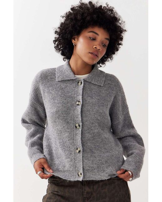 BDG Gray Collared Cardigan