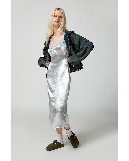 Urban Outfitters White Uo Chloe Satin Slip Dress
