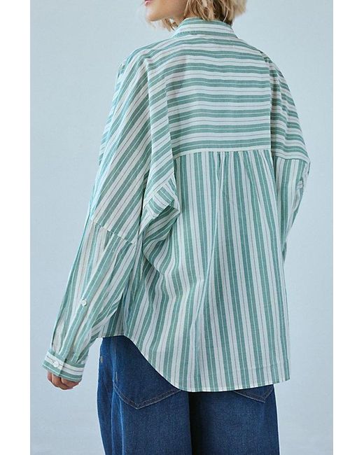 BDG Blue Alex Breezy Cotton Oversized Button-Down Shirt