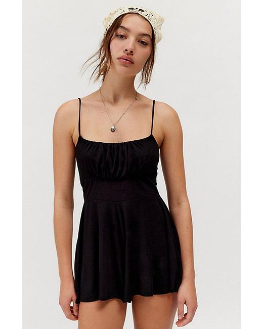 Urban Outfitters Black Uo Emma Square Neck Romper