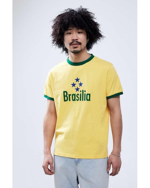 Urban Outfitters Uo Yellow Brasilia Ringer T-shirt for men