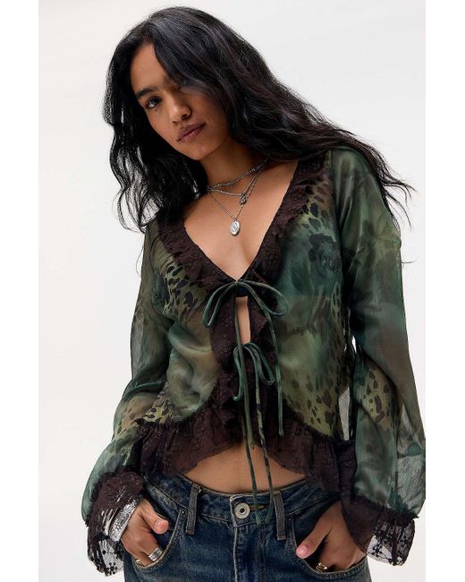 Kimchi Blue Black Selena Chiffon Blouse