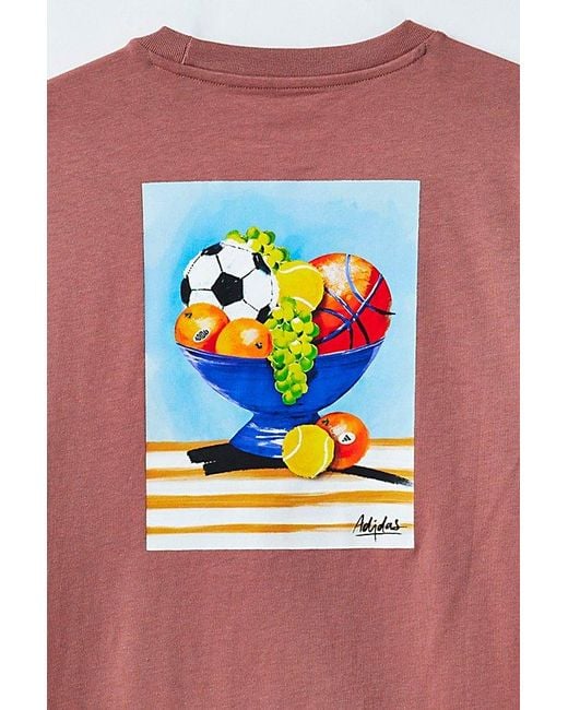 Adidas Red Still Life Bowl Graphic Tee for men