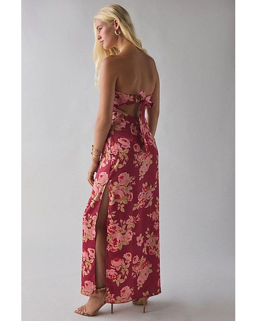 Urban Outfitters Uo Mira Keyhole Cutout Tie-Back Satin Slip Maxi Dress in Red | Lyst Urban Outfitters Uo Mira Keyhole Cutout Tie-Back Satin Slip Maxi Dress in Red | Lyst