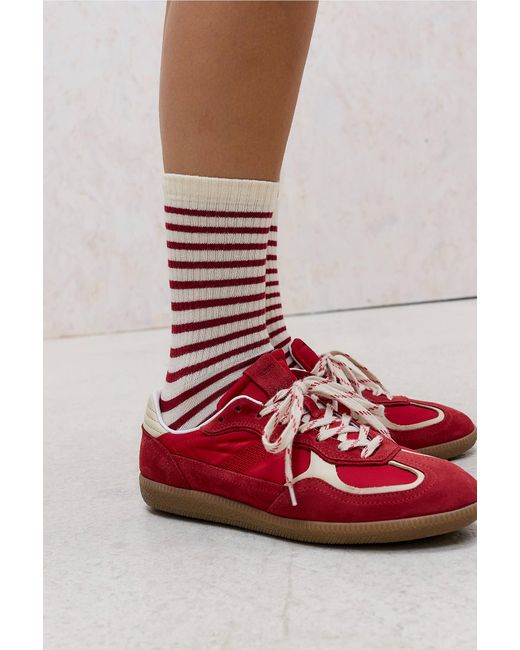 Out From Under Red Stripe Rib Socks