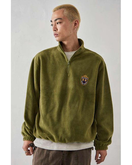 BDG Green Olive Fleece Mock Neck Sweatshirt for men