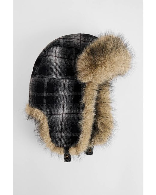 Urban Outfitters Black Uo Check Trapper Hat for men