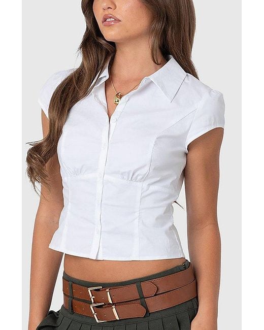 Edikted White Massie Tailored Button Up Shirt Top
