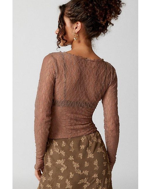 Out From Under Brown Libby Sheer Long Sleeve Top