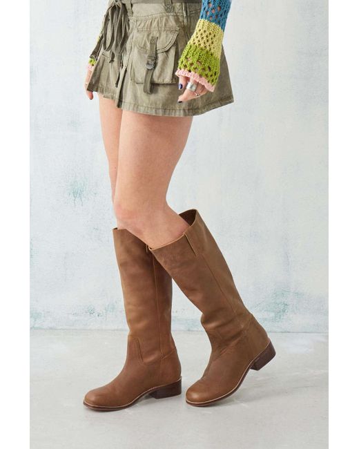 Urban Outfitters Natural Uo Carly Knee High Tan Leather Boot