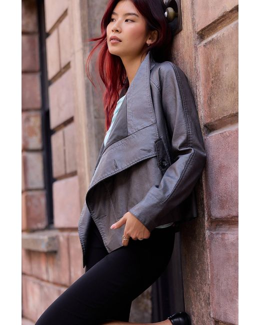 Urban Outfitters Gray Uo Morgan Waterfall Faux Leather Jacket