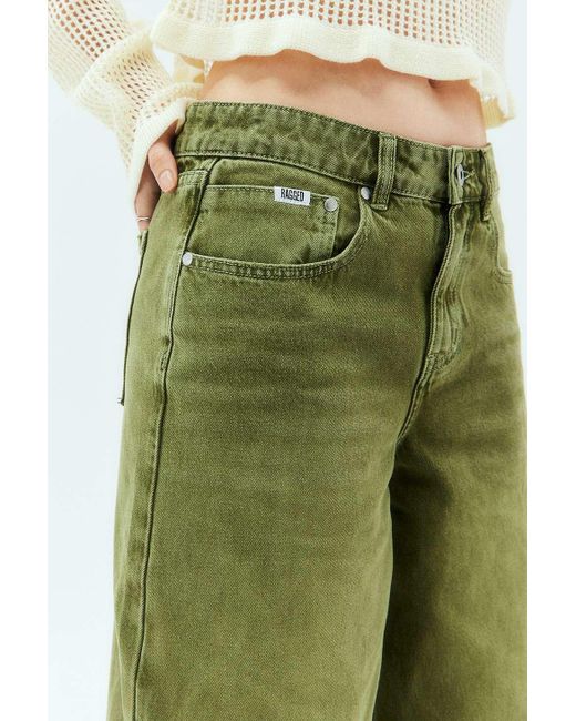 The Ragged Priest Washed Green Release Denim Shorts