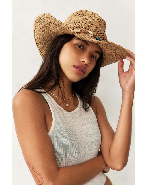 Urban Outfitters Brown Uo Straw Cowboy Hat