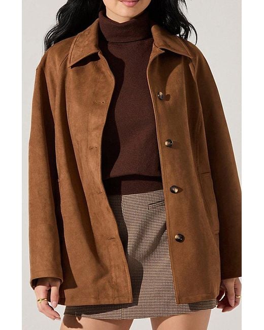 Astr Brown Presleigh Faux Suede Jacket