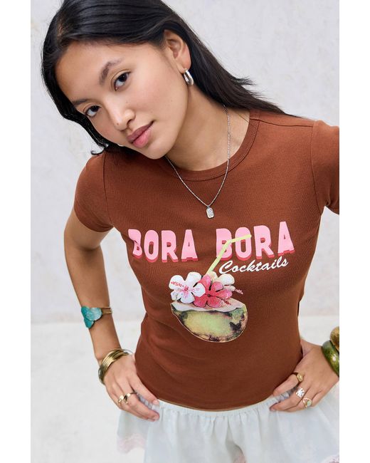 Urban Outfitters Brown Uo Bora Bora Baby Tee