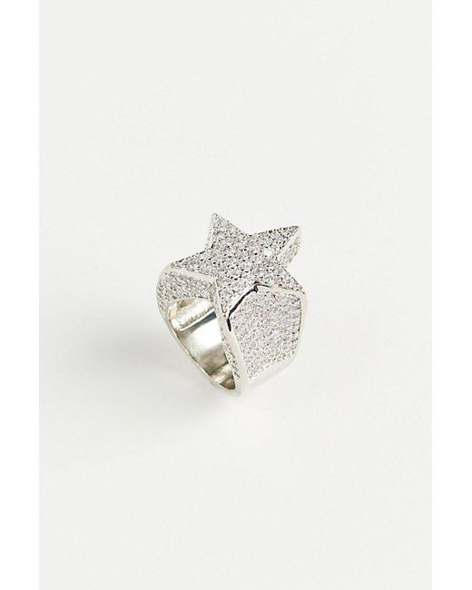 Urban Outfitters Metallic Iced Star Ring for men