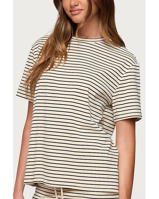 Edikted Brown Brena Striped Oversized T Shirt Top