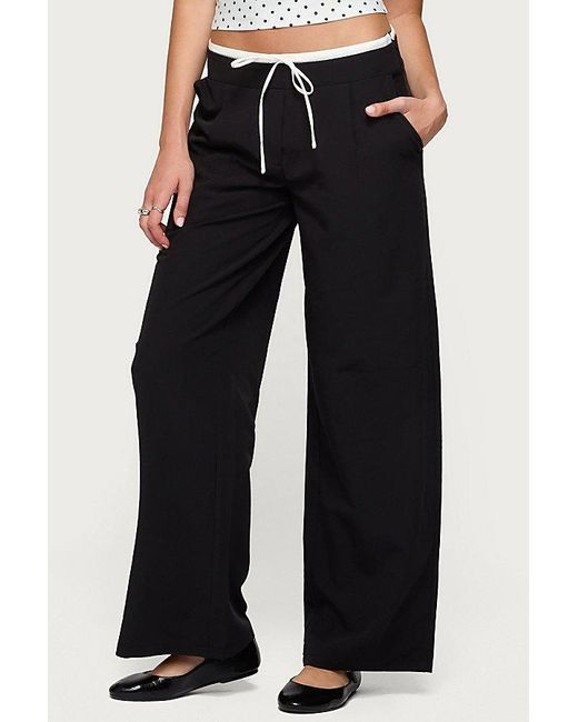 Edikted Black Peekaboo Drawstring Pants