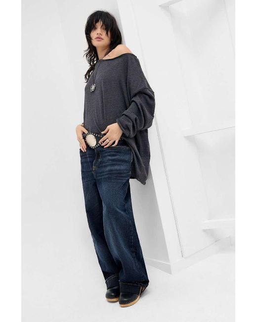 BDG Blue Kurt Off-shoulder T-shirt