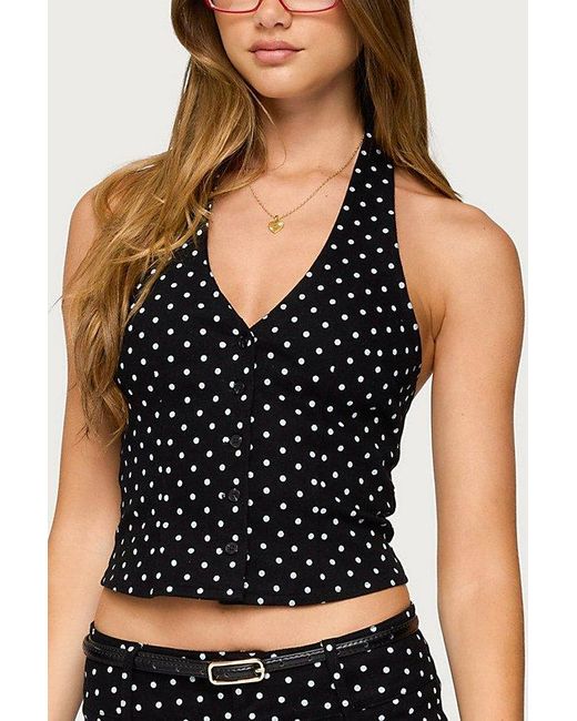 Edikted Black Twyla Polka Dot Halter Top
