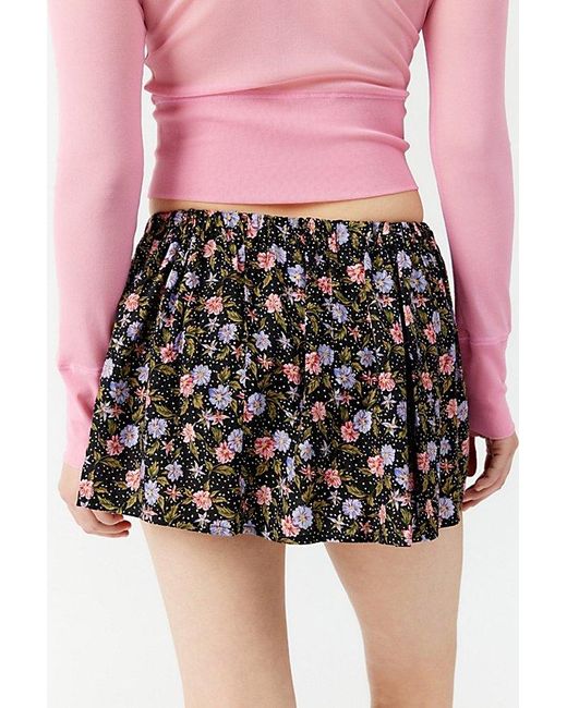 Urban Renewal Red Remade Floral Micro Mini Skirt