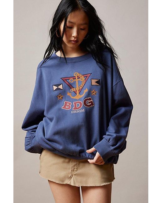 BDG Blue Embroidered Anchor Sweatshirt
