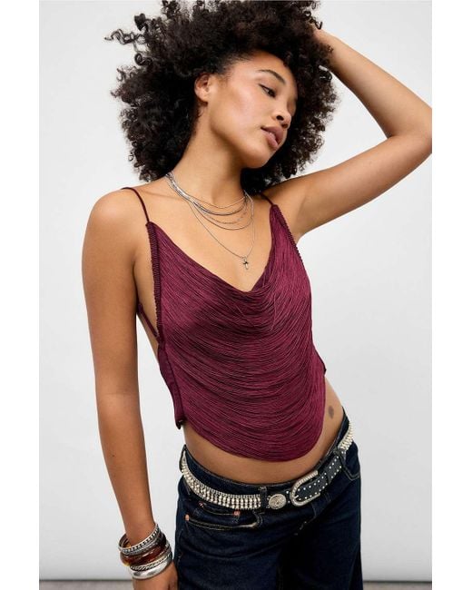 Jaded London Red Lavinia Backless Fringe Top
