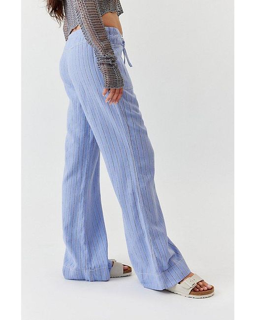 Urban Outfitters Blue Uo Amelie Printed Linen Pant