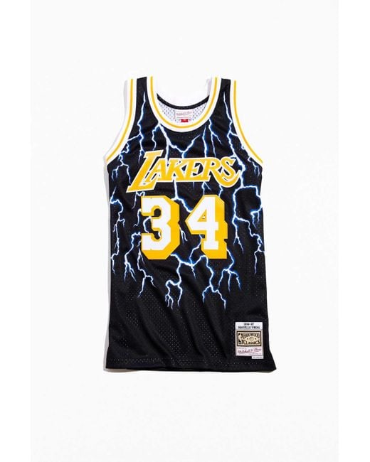 Mitchell & Ness Blue Los Angeles Lakers Shaquille O'neal Lightning Basketball Jersey for men