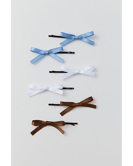Urban Outfitters Blue Satin Bow Hair Slide 6-Pack Set