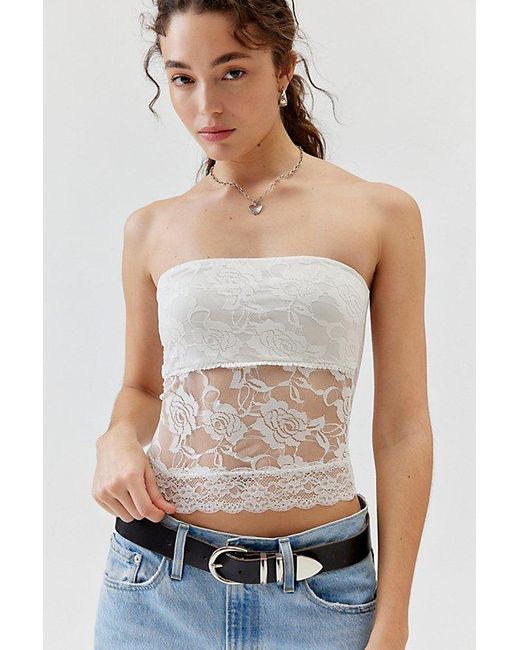 Urban Renewal Remnants Lace Bandeau Tube Top in White Lyst