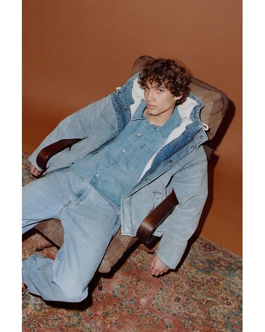 BDG Blue River Hooded Denim Work Jacket In Tinted Denim,at Urban Outfitters for men