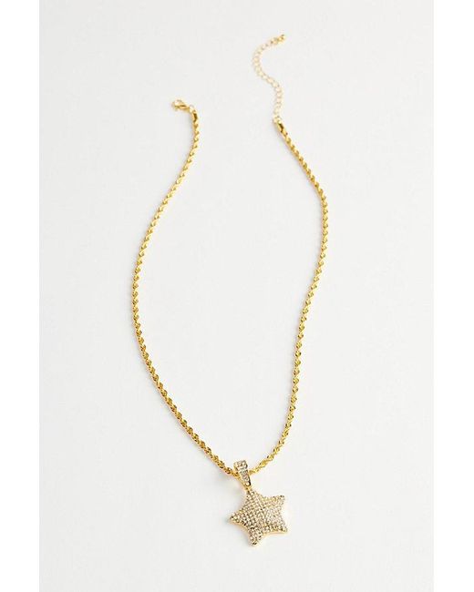 Urban Outfitters White Iced Star Pendant Necklace for men